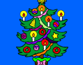 Disegno Albero di Natale con le candeline pitturato su elisa