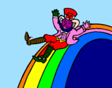 Disegno Folletto nell'arcobaleno  pitturato su sophie