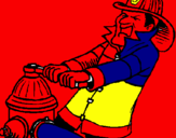 Disegno Pompiere  pitturato su samuele