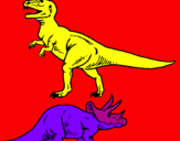 Disegno Triceratops e Tyrannosaurus Rex pitturato su cristian