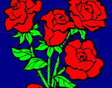 Disegno Mazzo di rose  pitturato su antonio