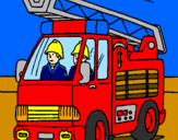 Disegno Camion dei Pompieri  pitturato su GIANLUCA