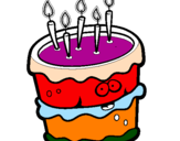 Disegno Torta di compleanno 2 pitturato su betta