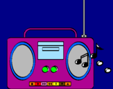 Disegno Radio cassette 2 pitturato su sara