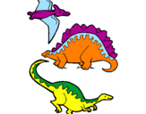 Disegno Tre specie di dinosauri  pitturato su Gianluca 6 1 12