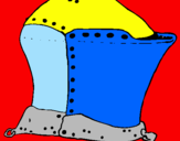 Disegno Casco da cavaliere  pitturato su matteo silo