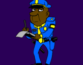 Disegno Poliziotto che fa la multa pitturato su simone tagliabue