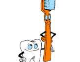 Disegno Molare e spazzolino da denti pitturato su sabrina
