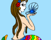 Disegno Sirena e perla  pitturato su ilenia15