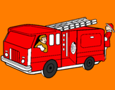 Disegno Pompieri sul camion  pitturato su mario emanuele di bacco