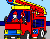 Disegno Camion dei Pompieri  pitturato su nicola