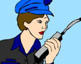 Disegno Polizia con il walkie talkie pitturato su silvia