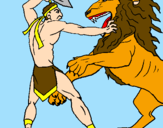 Disegno Gladiatore contro un leone pitturato su gaetano =)