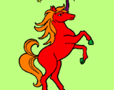 Disegno Unicorno pitturato su isabella