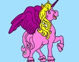 Disegno Unicorno con le ali  pitturato su eeeliana