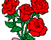 Disegno Mazzo di rose  pitturato su mattia f.p.9