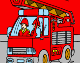 Disegno Camion dei Pompieri  pitturato su ANDREA