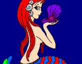 Disegno Sirena e perla  pitturato su noura   hadji