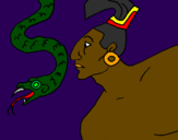 Disegno Serpente e guerriero pitturato su viola