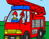 Disegno Camion dei Pompieri  pitturato su samuele