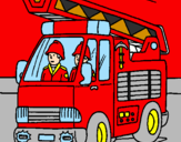 Disegno Camion dei Pompieri  pitturato su Riccardo