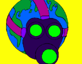 Disegno Terra con maschera anti-gas  pitturato su ANGY 3