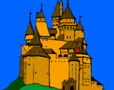 Disegno Castello medievale  pitturato su Castello medioevale