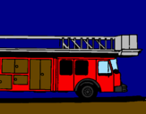 Disegno Camion dei pompieri con la scala pitturato su antonio