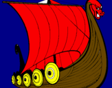 Disegno Barca vikinga pitturato su ettore