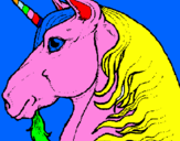 Disegno Testa di unicorno  pitturato su nicolò carotti