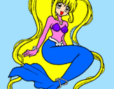 Disegno Sirena con le perle  pitturato su giul.ia