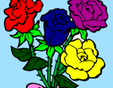 Disegno Mazzo di rose  pitturato su alice ceccotti