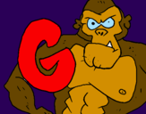 Disegno Gorilla  pitturato su giada