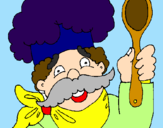 Disegno Chef con i baffi  pitturato su Emanuele piccolo