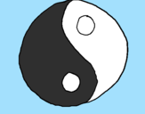 Disegno Yin e yang pitturato su il poni chiara