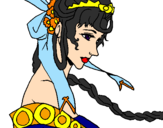 Disegno Principessa cinese pitturato su Valentina 
