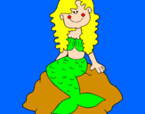 Disegno Sirena seduta su una roccia  pitturato su alessandra