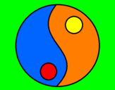 Disegno Yin e yang pitturato su luca