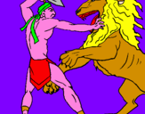 Disegno Gladiatore contro un leone pitturato su Demetrio