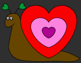 Disegno Lumachina cuore  pitturato su carla e alice
