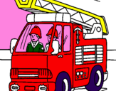 Disegno Camion dei Pompieri  pitturato su francesco