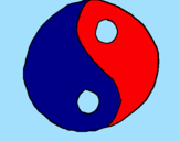 Disegno Yin e yang pitturato su giulia e ho sei  anni