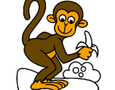 Disegno Scimmietta  pitturato su luisa