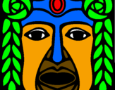 Disegno Maschera Maya pitturato su riccardo