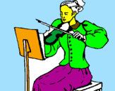 Disegno Dama violinista  pitturato su agnese   LUCIANO