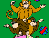 Disegno Scimmie giocoliere pitturato su anto