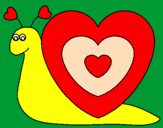 Disegno Lumachina cuore  pitturato su gaia