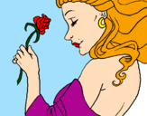 Disegno Principessa con una rosa pitturato su sharon