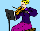 Disegno Dama violinista  pitturato su silvia