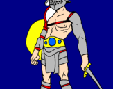 Disegno Gladiatore  pitturato su roccomaria